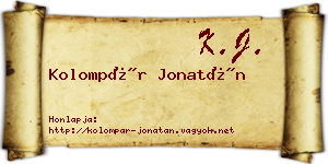 Kolompár Jonatán névjegykártya